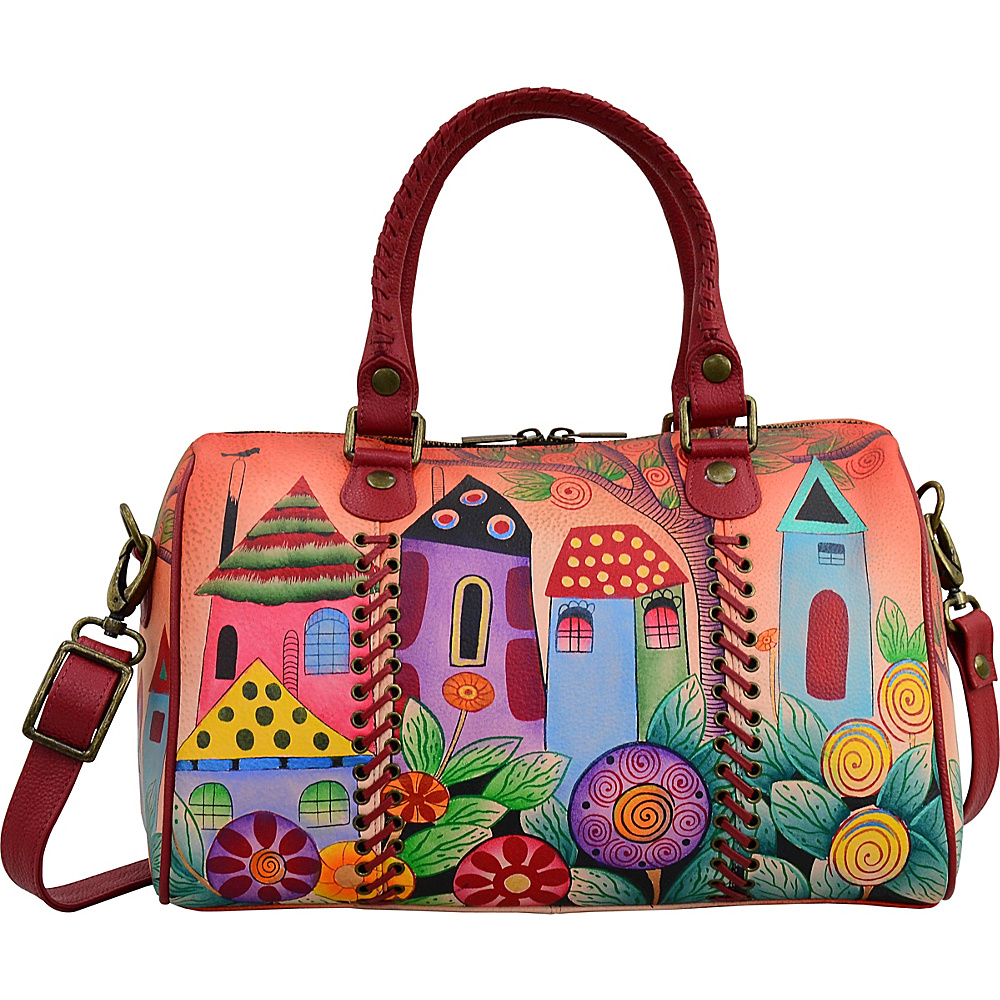 ANNA by Anuschka Hand Painted All Round Zip Satchel Village Of Dreams - ANNA by Anuschka Leather Handbags