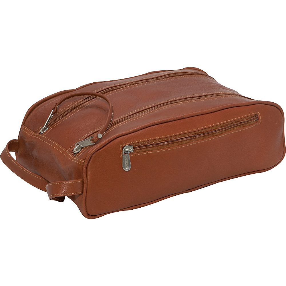 Piel Double Compartment Travel Bag Saddle