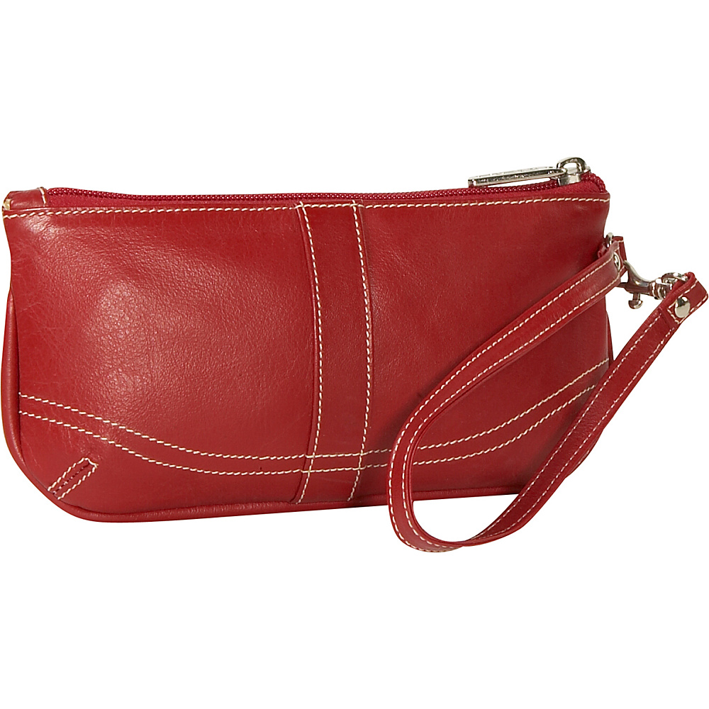 Piel Ladies Large Wristlet Red Piel Leather Handbags
