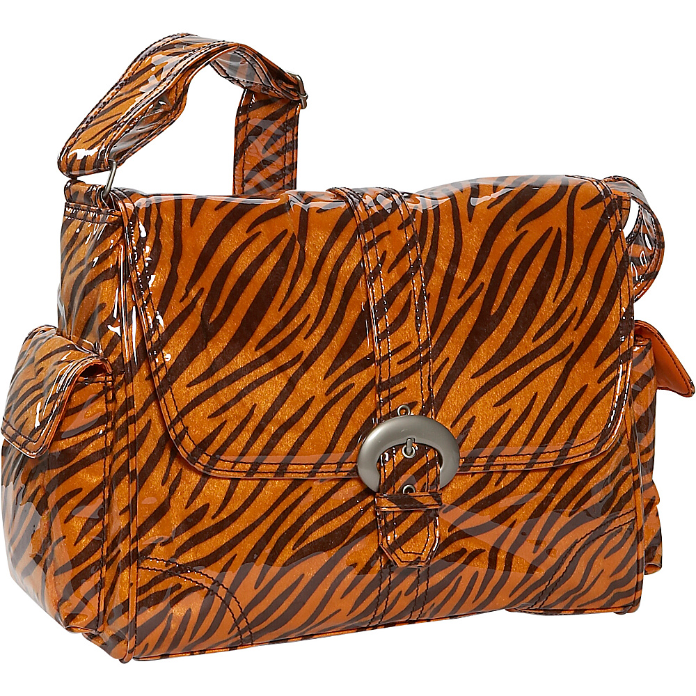 Kalencom Tiger Fur Laminated Buckle Bag Black Orange
