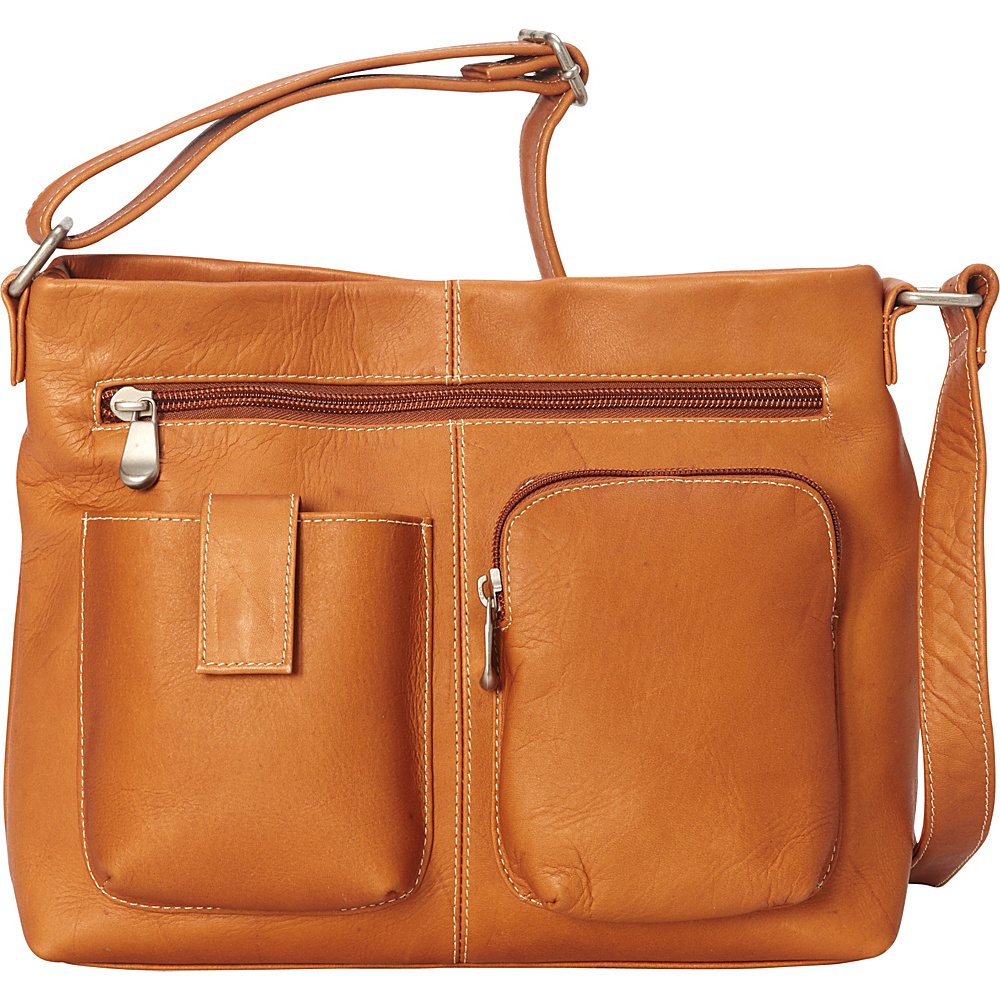 Le Donne Leather Two Pocket Crossbody Tan Le Donne Leather Leather Handbags