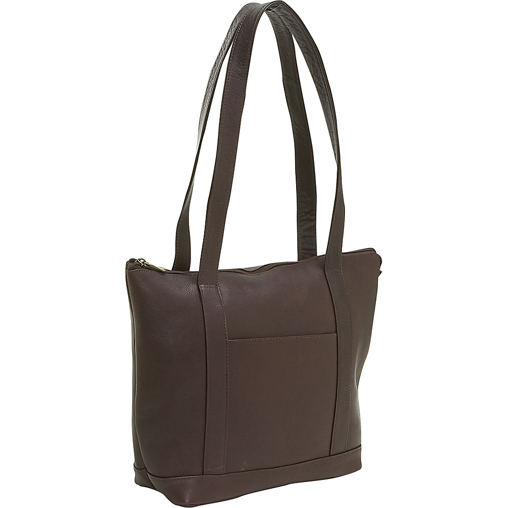 Le Donne Leather Double Strap Pocket Tote Caf