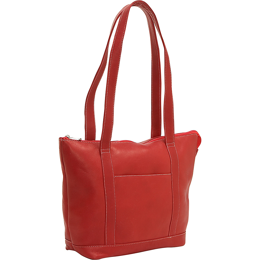 Le Donne Leather Double Strap Pocket Tote Red