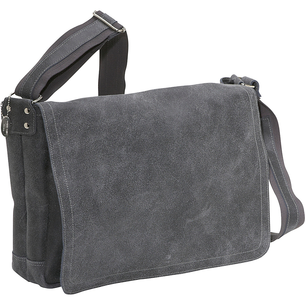 David King Co. Distressed Leather Full Flap Laptop Messenger L Distressed Grey David King Co. Messenger Bags