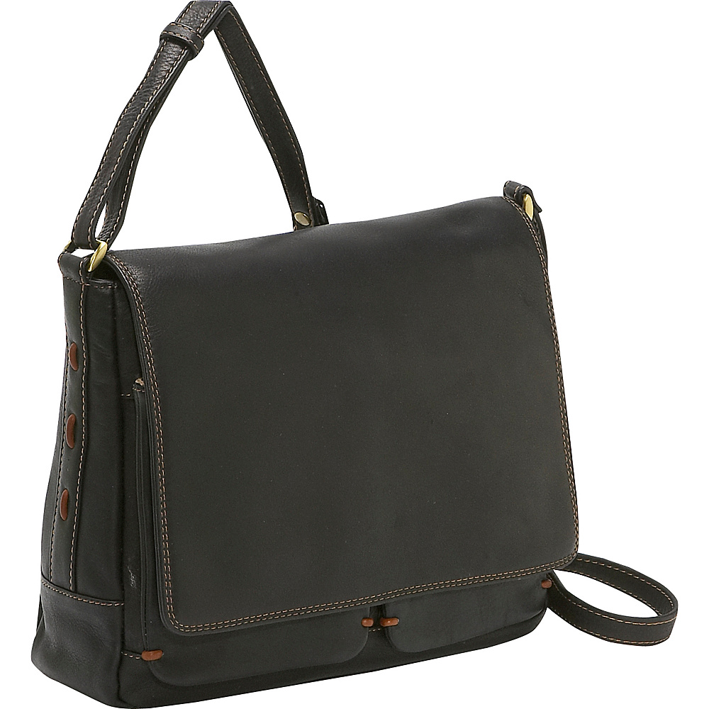 Derek Alexander Medium 3 4 Flap Handbag BLACK TAN