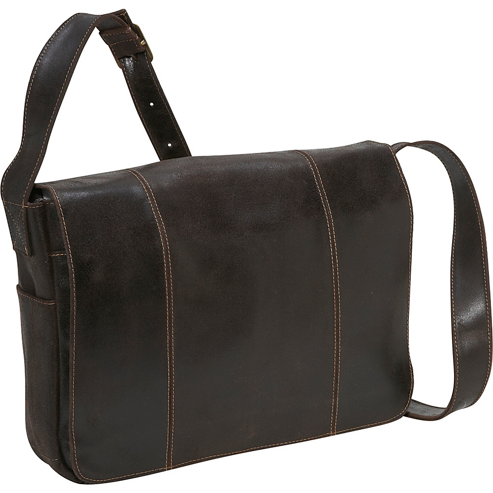 Le Donne Leather Distressed Leather Laptop Messenger