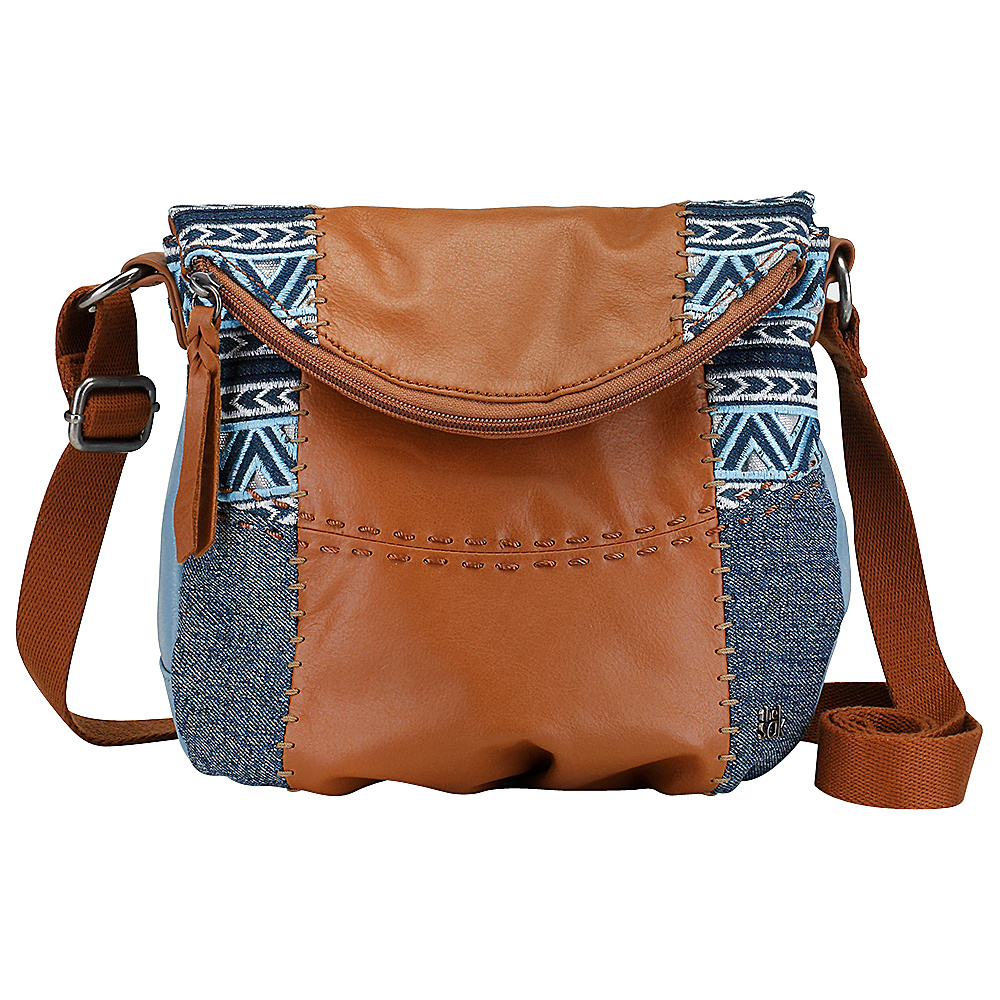 The Sak Deena Flap Crossbody Bag Blue Denim Embroidery The Sak Leather Handbags