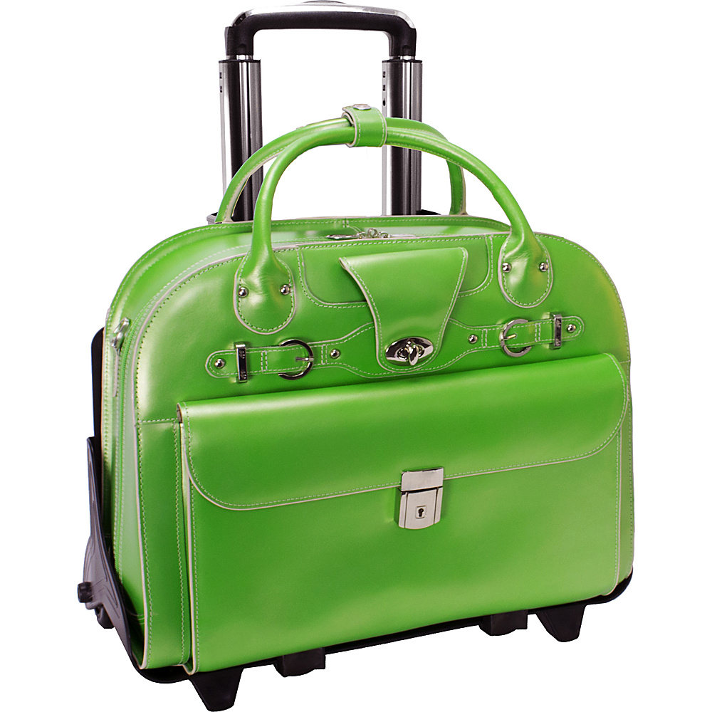 McKlein USA Roseville 15 Fly Through Checkpoint Friendly Removable Rolling Ladies Laptop Case Green McKlein USA Wheeled Business Cases