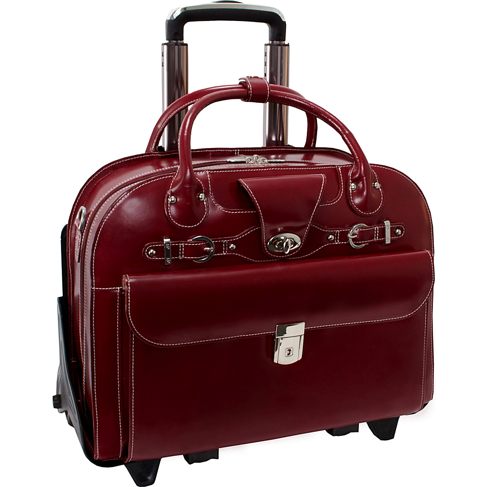McKlein USA Roseville 15 Fly Through Checkpoint Friendly Removable Rolling Ladies Laptop Case Red McKlein USA Wheeled Business Cases