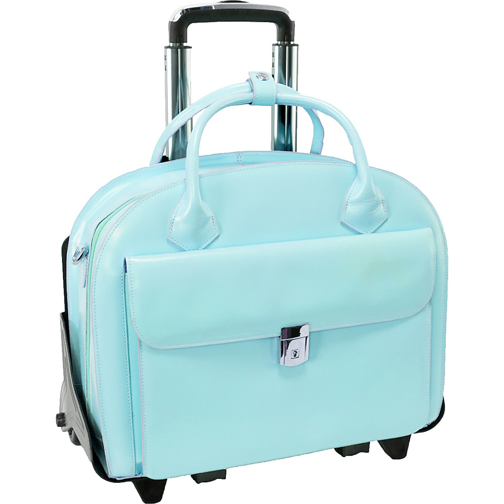 McKlein USA Roseville 15 Fly Through Checkpoint Friendly Removable Rolling Ladies Laptop Case Aqua Blue McKlein USA Wheeled Business Cases
