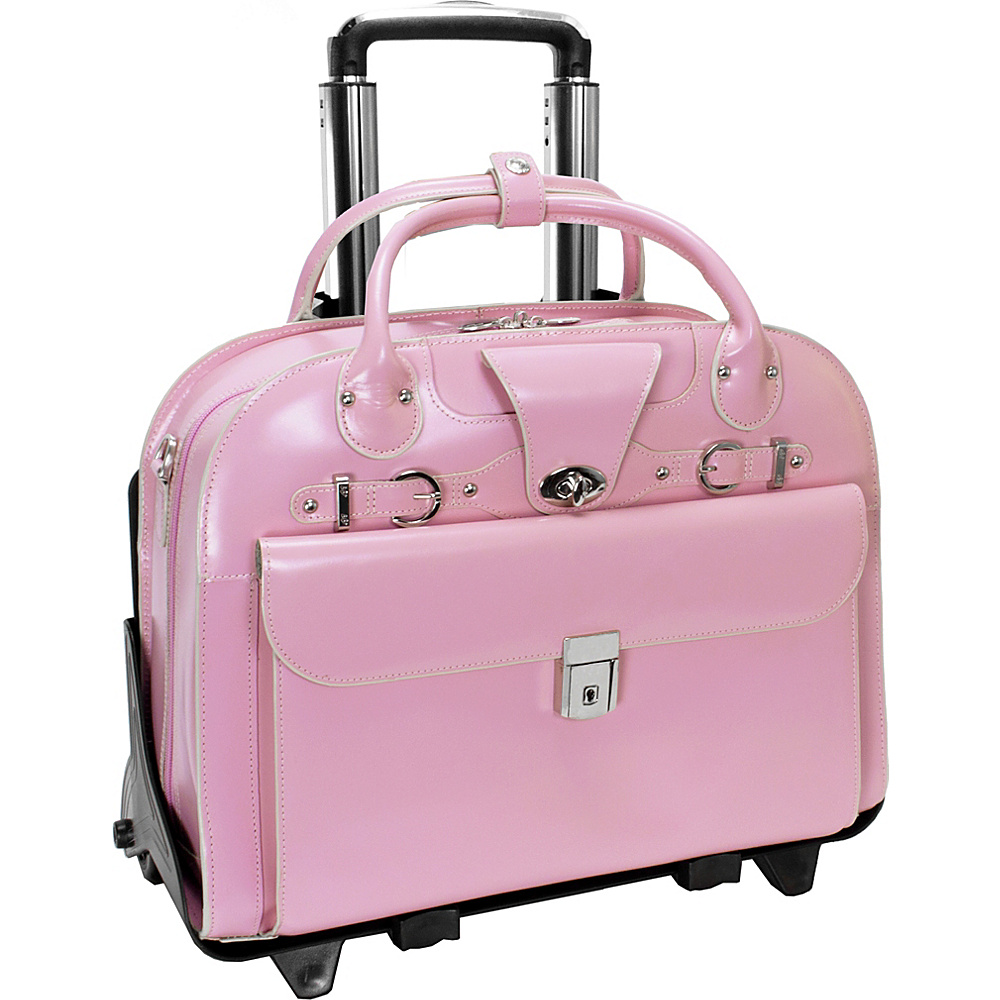 McKlein USA Roseville 15 Fly Through Checkpoint Friendly Removable Rolling Ladies Laptop Case Pink McKlein USA Wheeled Business Cases