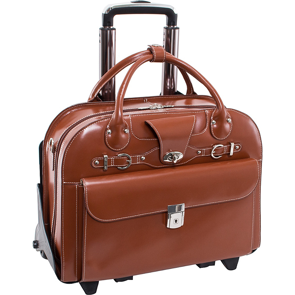 McKlein USA Roseville 15 Fly Through Checkpoint Friendly Removable Rolling Ladies Laptop Case Brown McKlein USA Wheeled Business Cases
