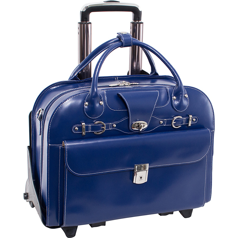 McKlein USA Roseville 15 Fly Through Checkpoint Friendly Removable Rolling Ladies Laptop Case Navy McKlein USA Wheeled Business Cases