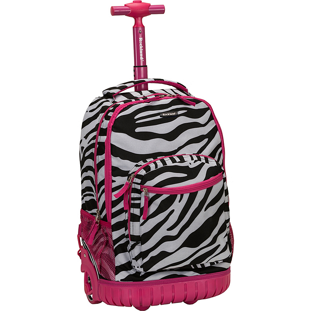 Rockland Luggage Sedan 19 Rolling Backpack Pink Zebra Rockland Luggage Rolling Backpacks