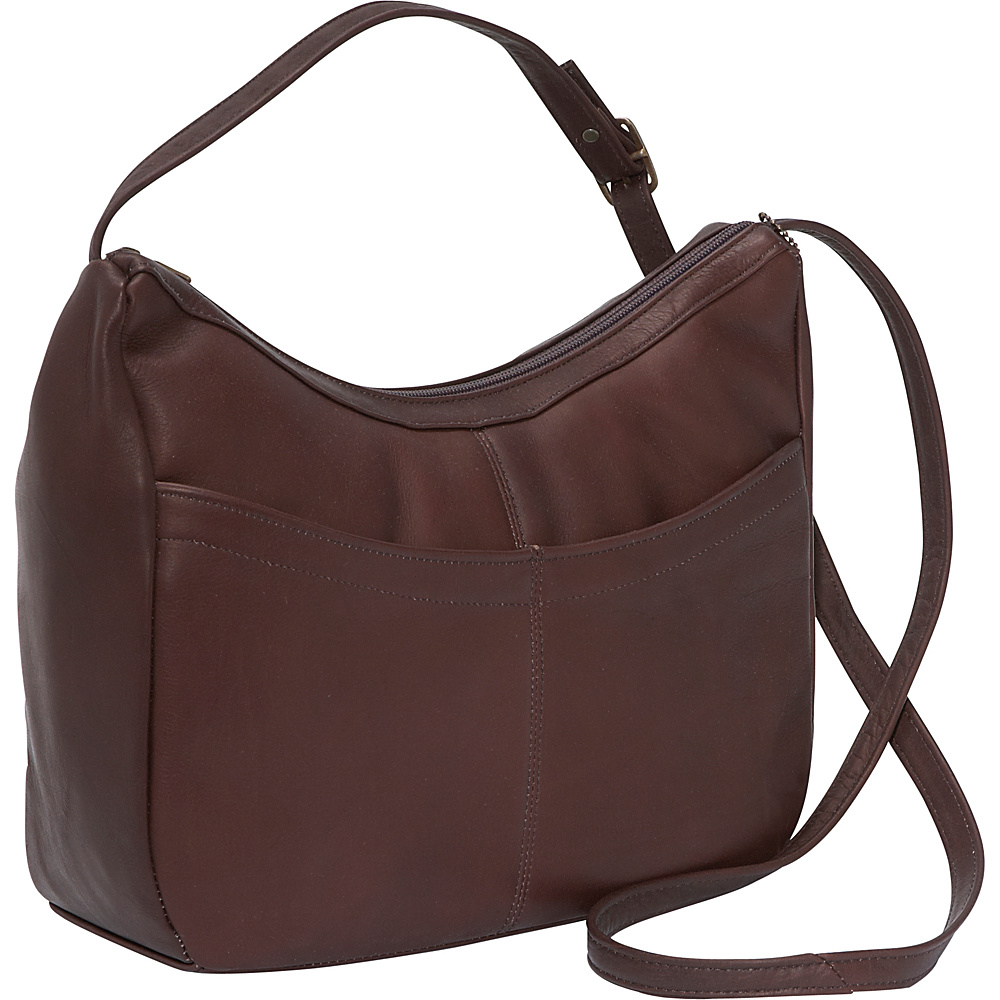 David King Co. Top Zip Hobo With Front Open pocket Cafe David King Co. Leather Handbags
