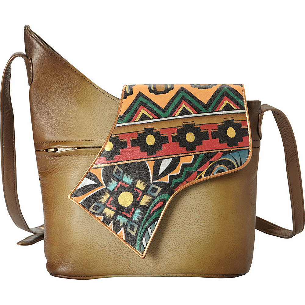 Anuschka Flap Crossbody Antique Aztec Anuschka Leather Handbags
