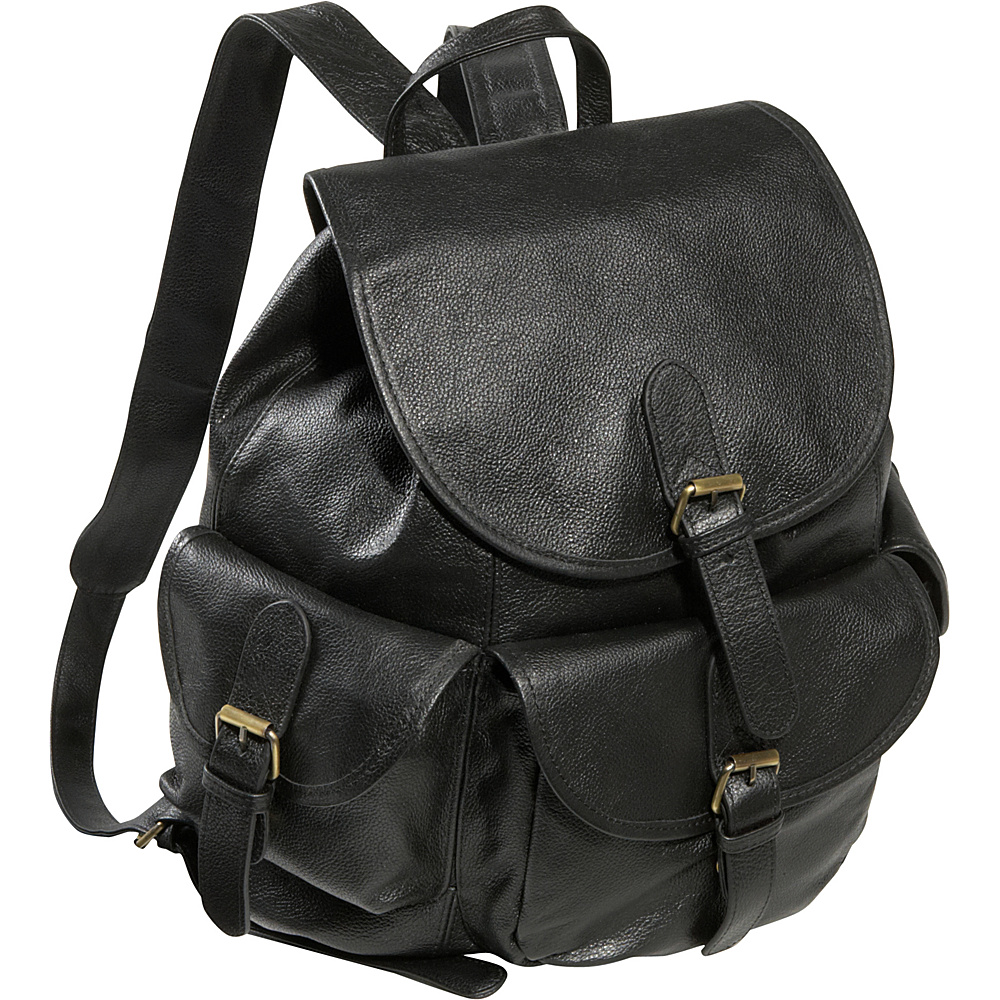 AmeriLeather Urban Buckle Flap Backpack Black AmeriLeather Leather Handbags