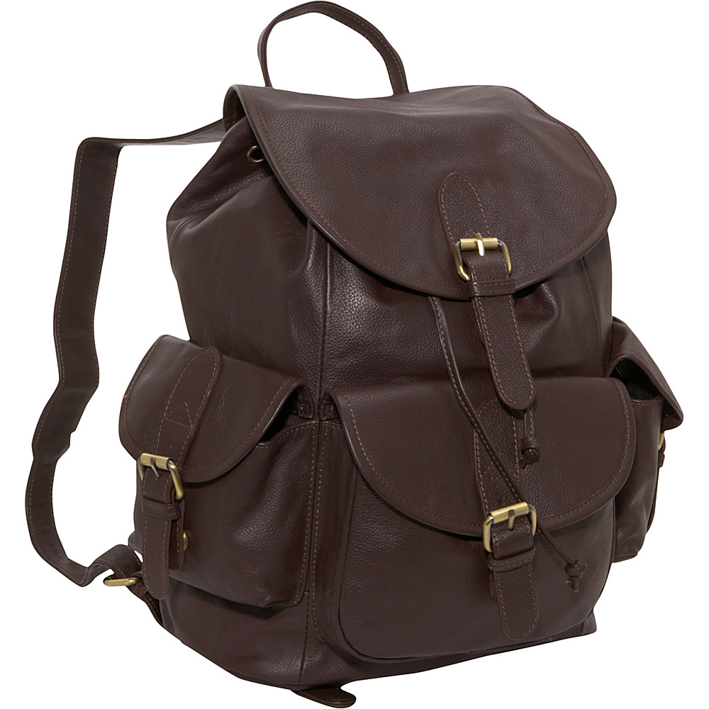 AmeriLeather Urban Buckle Flap Backpack Dark Brown AmeriLeather Leather Handbags