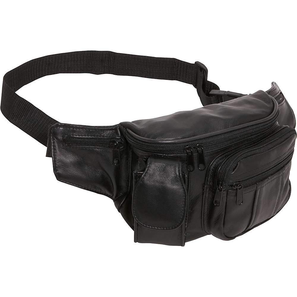 AmeriLeather Leather Cell Phone Fanny Pack Black