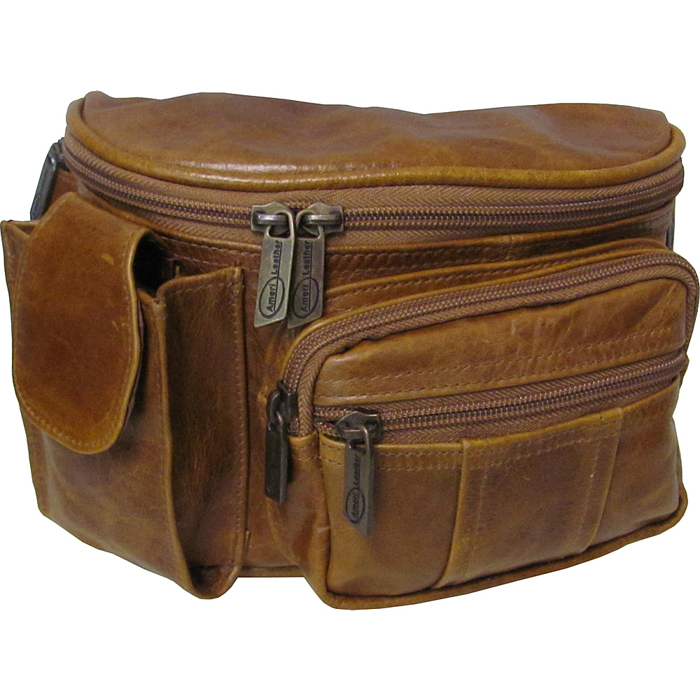 AmeriLeather Leather Cell Phone Fanny Pack Brown AmeriLeather Waist Packs