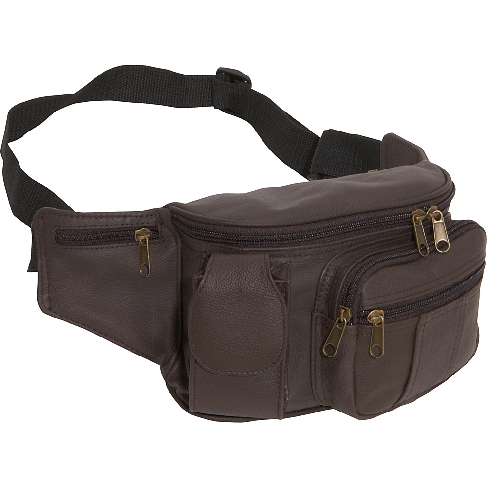 AmeriLeather Leather Cell Phone Fanny Pack Dark Brown