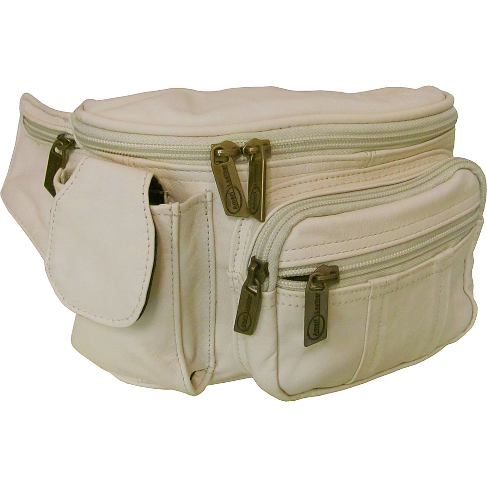 AmeriLeather Leather Cell Phone Fanny Pack Off White AmeriLeather Waist Packs