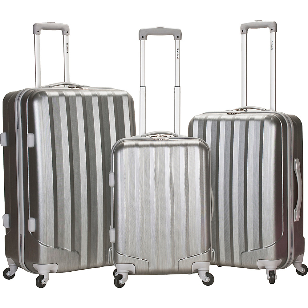 Rockland Luggage Metallic 3 Piece Hardside Spinner Set Silver Rockland Luggage Luggage Sets