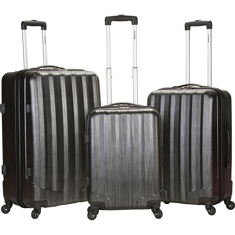 Rockland Luggage Metallic 3 Piece Hardside Spinner Set Carbon Rockland Luggage Luggage Sets