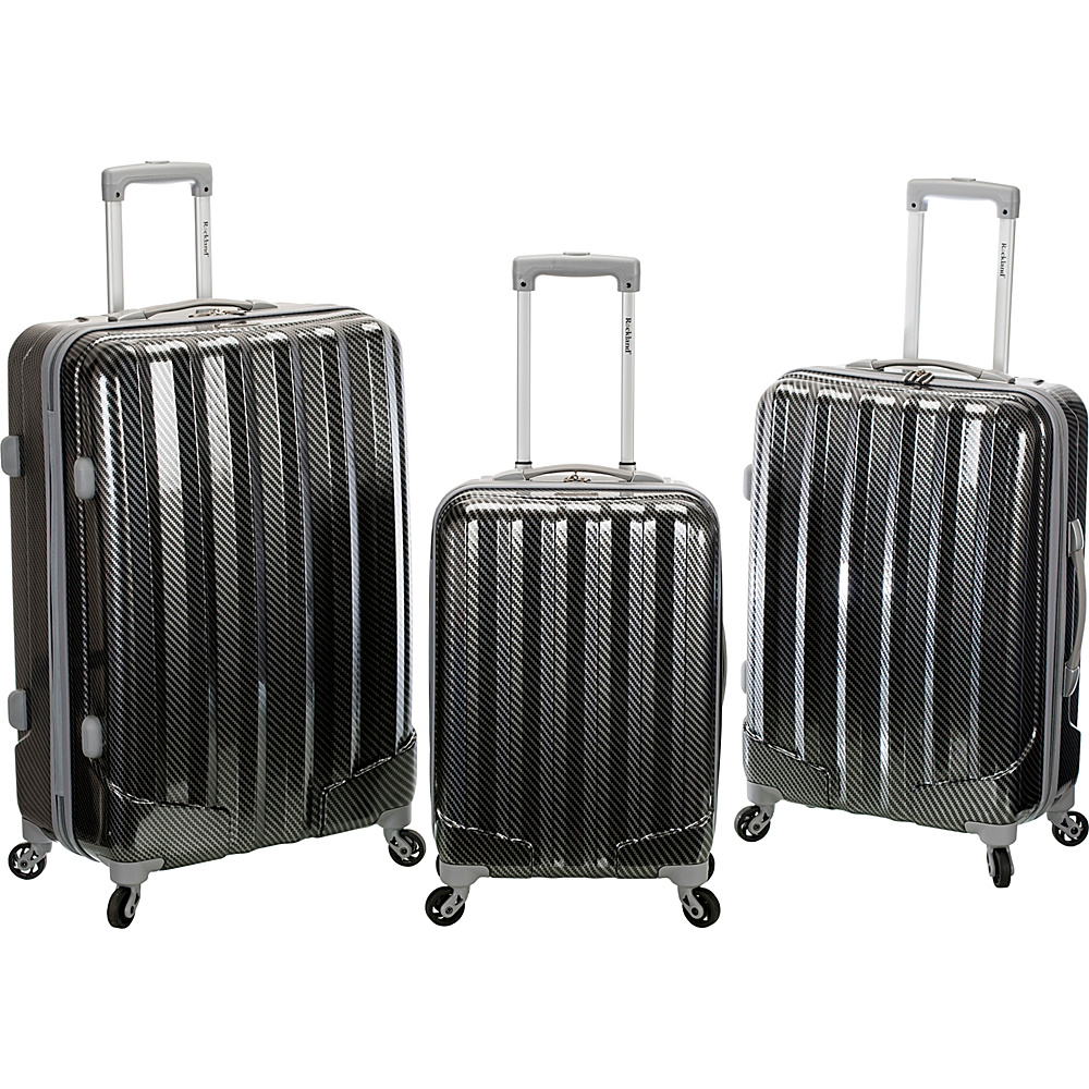 Rockland Luggage Metallic 3 Piece Hardside Spinner Set Fiber Rockland Luggage Luggage Sets