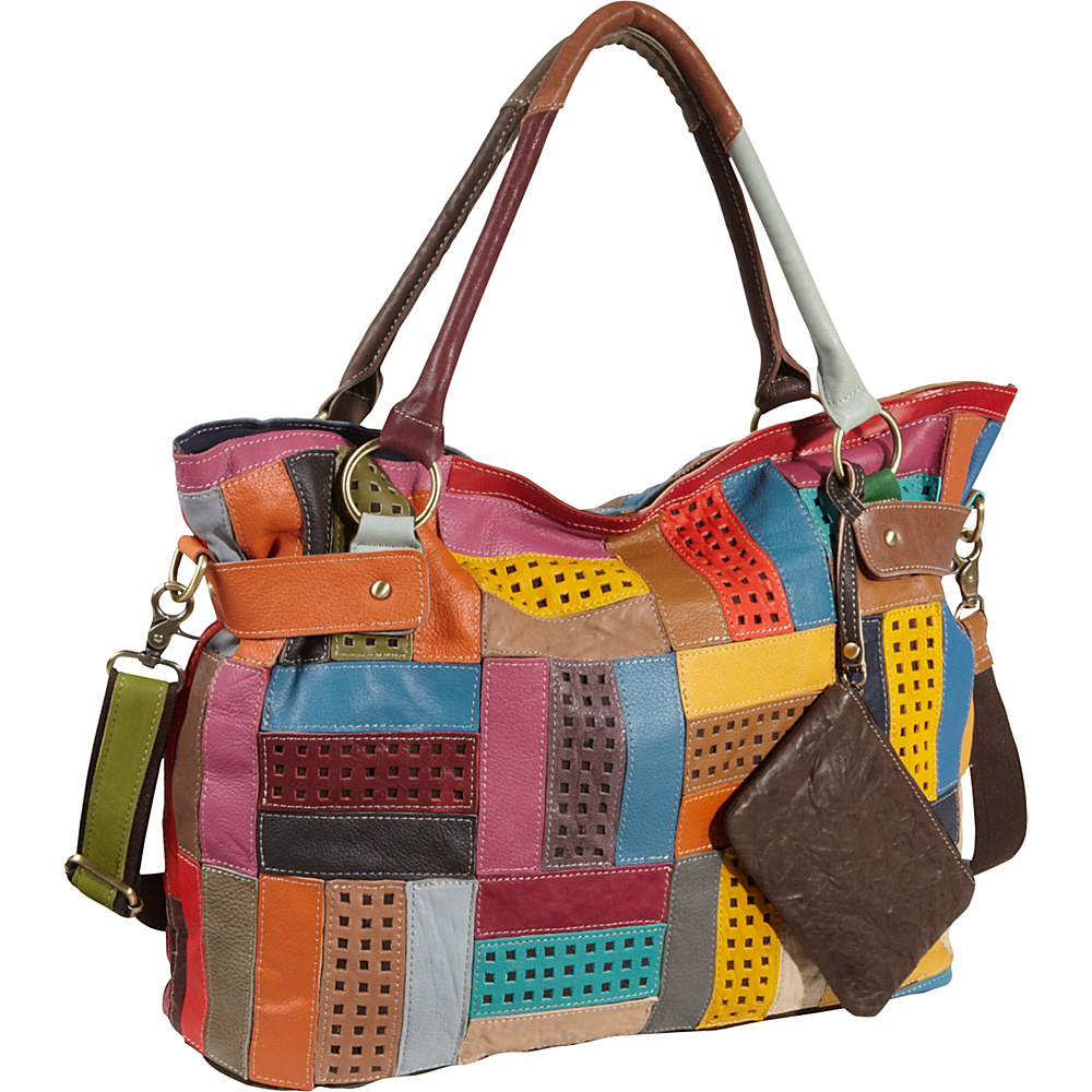 AmeriLeather Rainbow Mazy Tote Rainbow AmeriLeather Leather Handbags