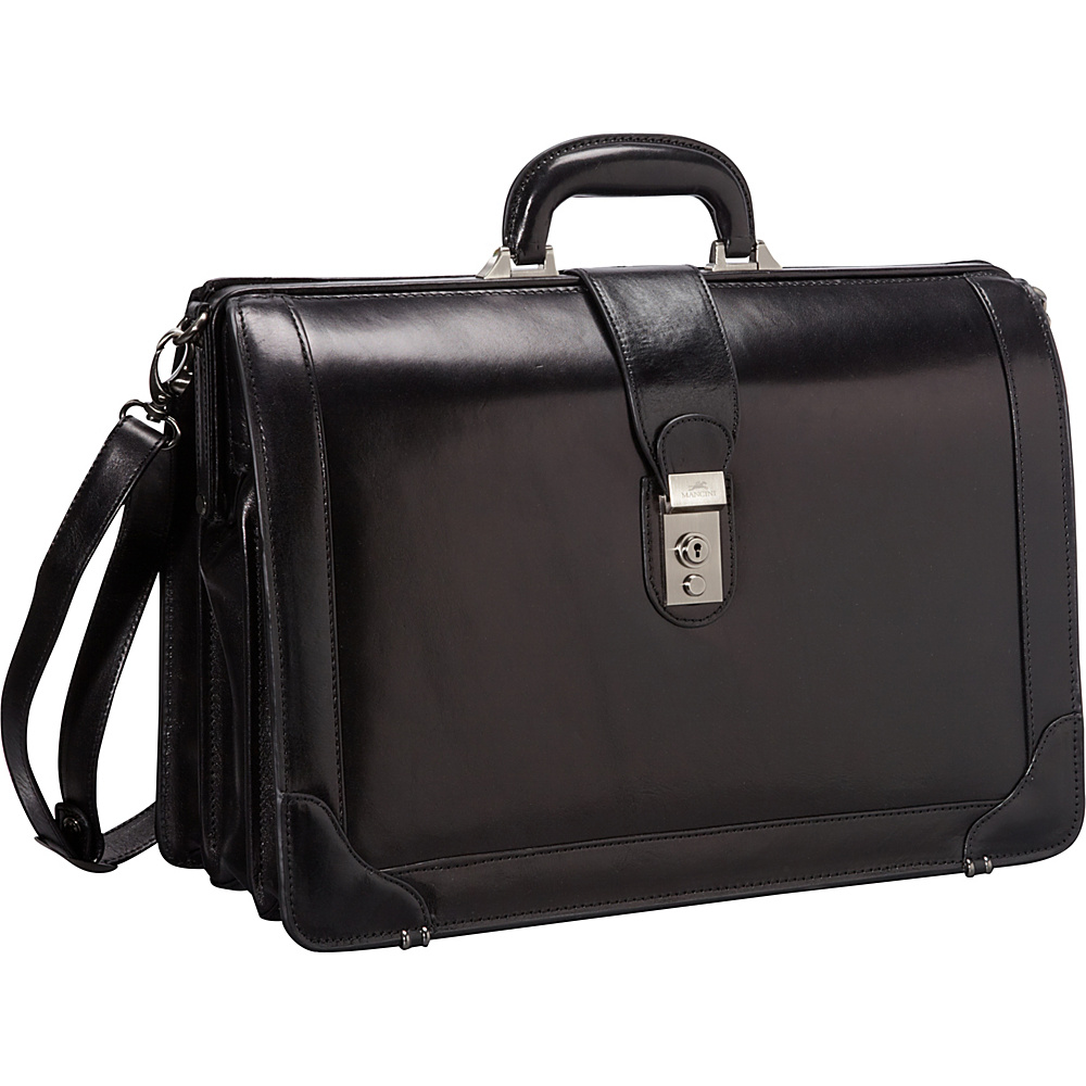 Mancini Leather Goods Luxurious Italian Leather 17 Laptop Briefcase Black Mancini Leather Goods Non Wheeled Business Cases