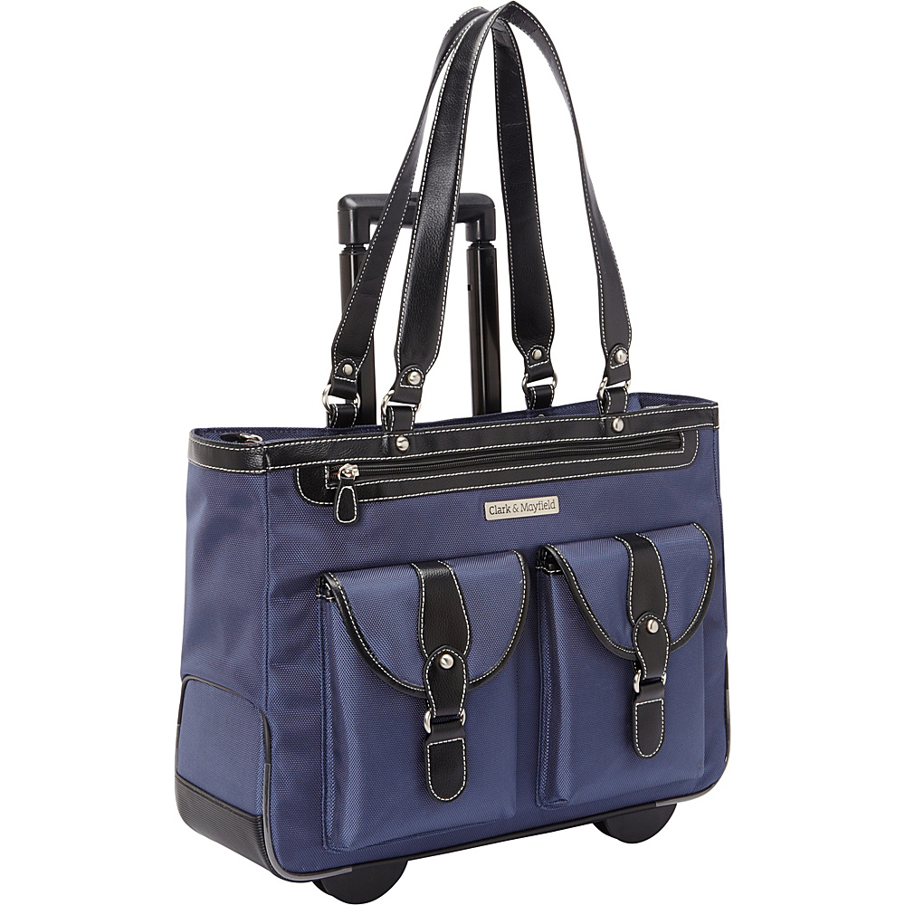 Clark Mayfield Marquam 18.4 Rolling Laptop Tote Navy Blue Clark Mayfield Wheeled Business Cases