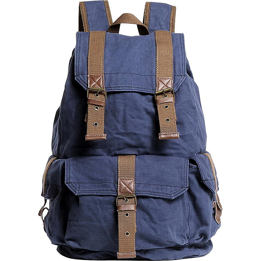Vagabond Traveler Large Washed Canvas Backpack Blue Vagabond Traveler Everyday Backpacks