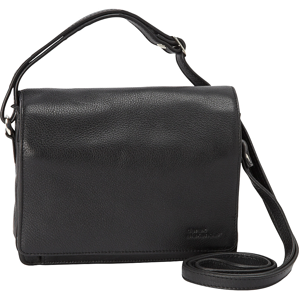 Derek Alexander Full Flap Multi Compartment Organizer Shoulder Bag Black Derek Alexander Leather Handbags