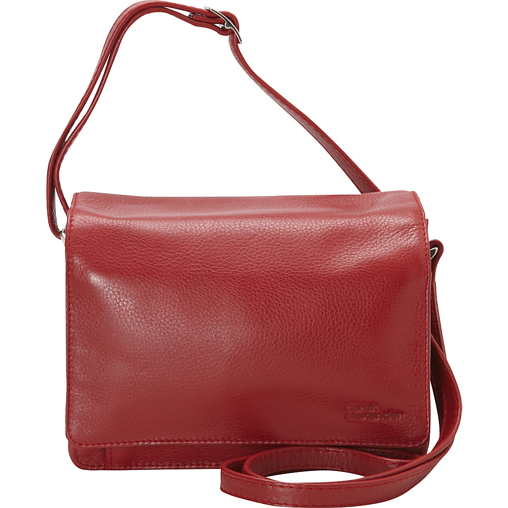 Derek Alexander Full Flap Multi Compartment Organizer Shoulder Bag Red Derek Alexander Leather Handbags