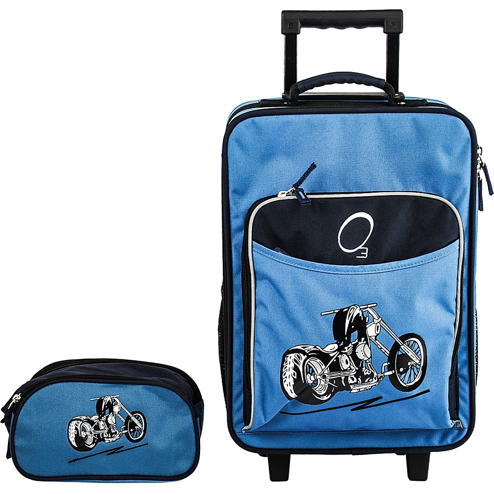 Obersee Kids Luggage and Toiletry Bag Set Blue Motorcycle Blue Motorcycle Obersee Luggage Sets