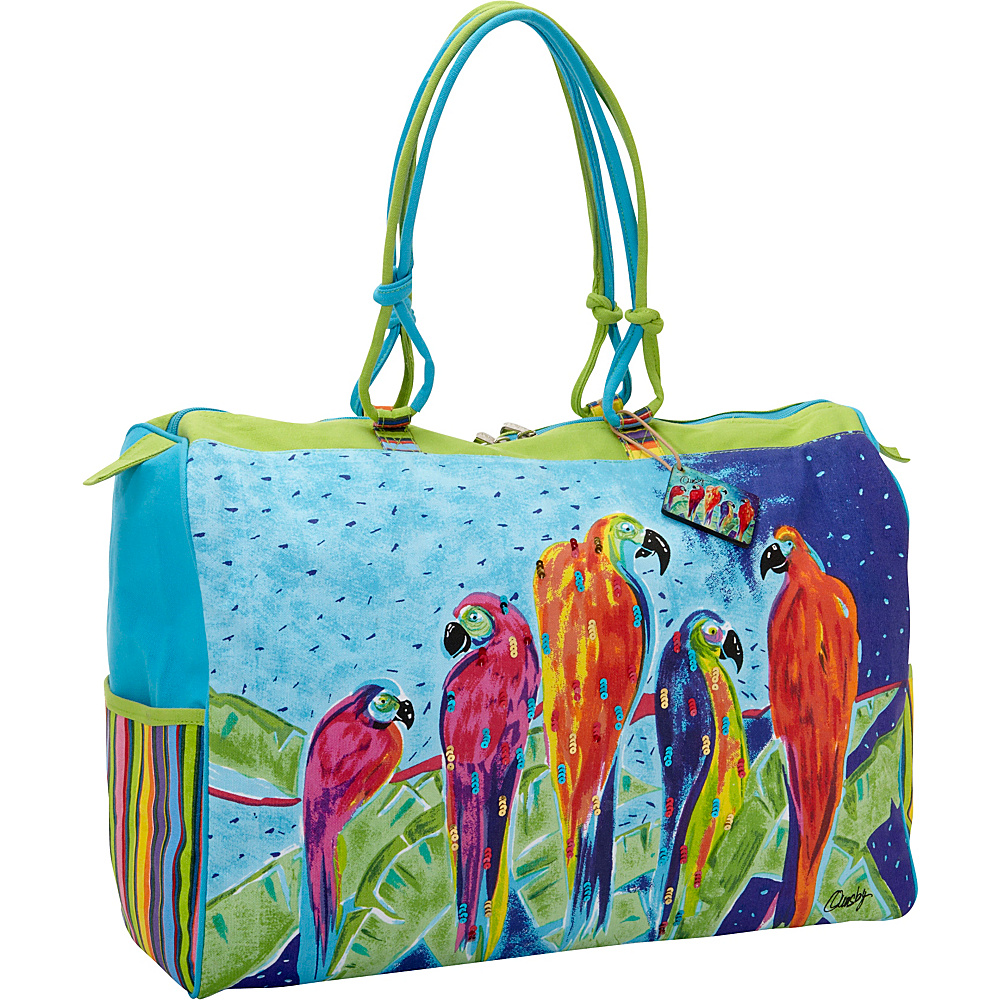 Sun N Sand Parrot Parade Blue Sun N Sand Straw Handbags