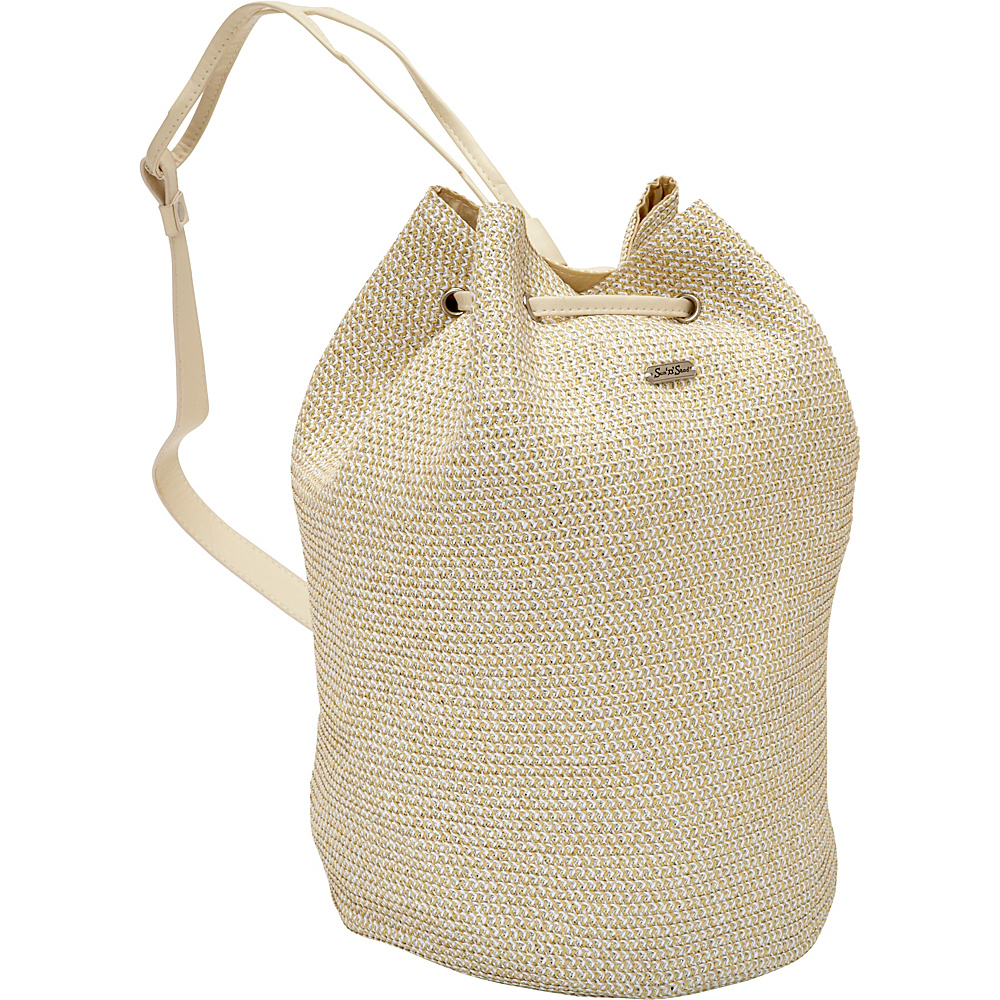 Sun N Sand Saddle Cay Backpack White Silver Sun N Sand Straw Handbags