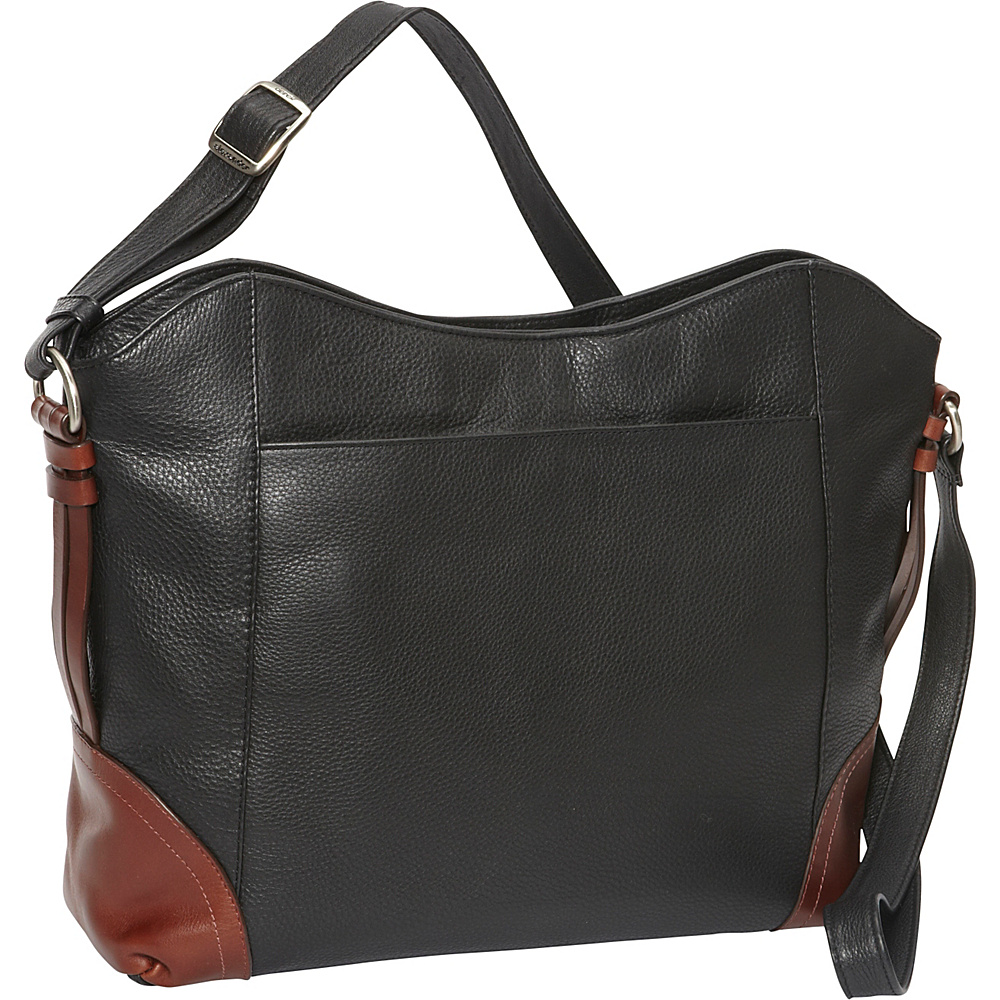 Derek Alexander EW Top Zip Shoulder Bag Black Brandy Derek Alexander Leather Handbags