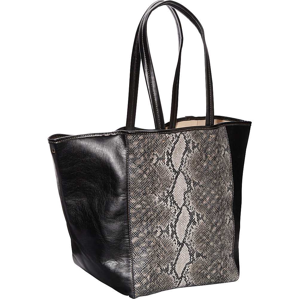 Clava Page Python Print and Leather Tote Black Python Print Clava Leather Handbags