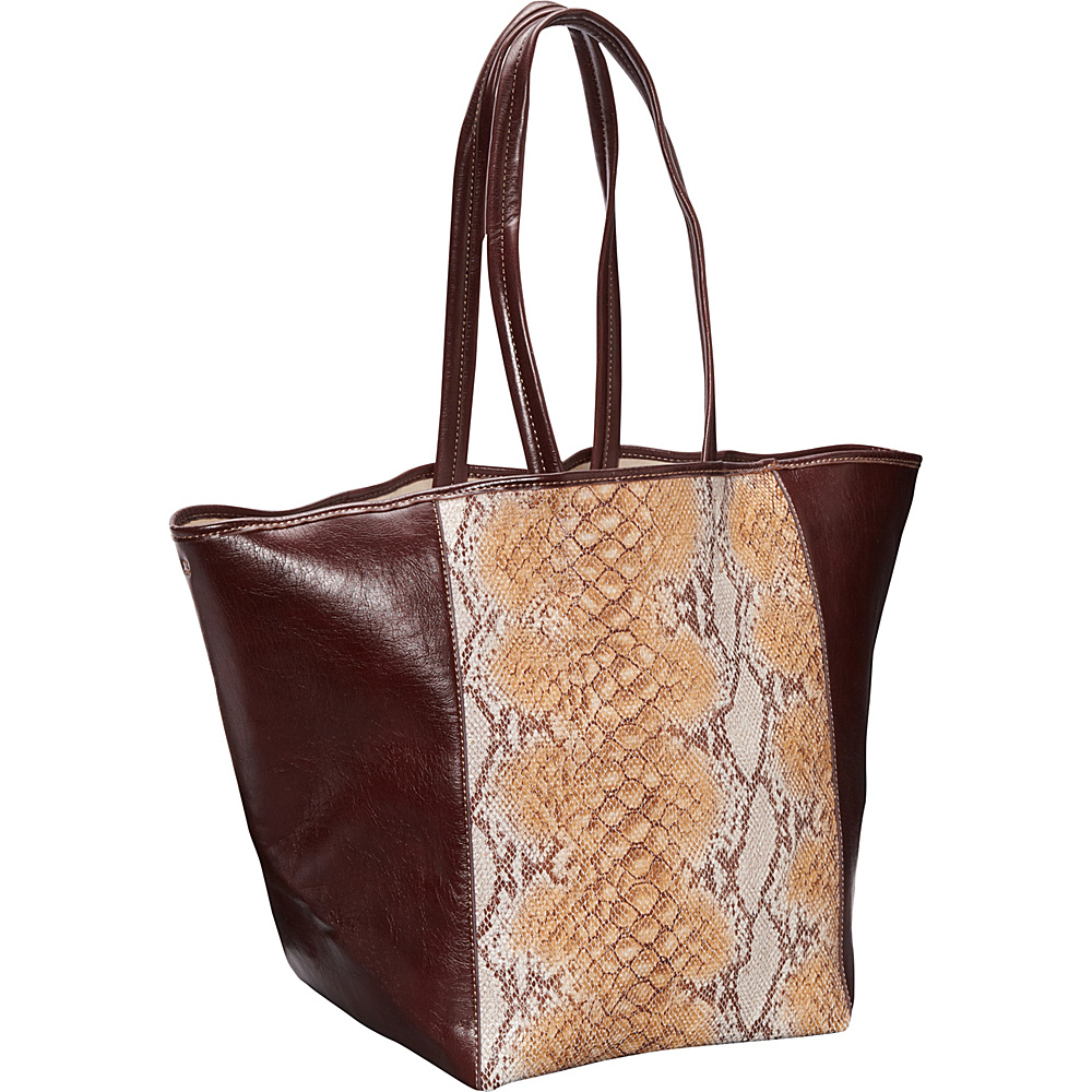 Clava Page Python Print and Leather Tote Orange Python Print Clava Leather Handbags