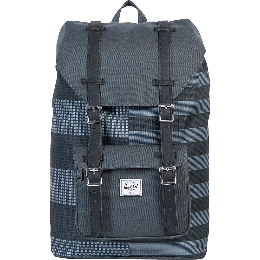 Herschel Supply Co. Little America Mid Volume Laptop Backpack Routes Black Synthetic Leather Herschel Supply Co. Laptop Backpacks