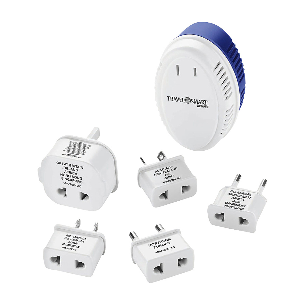Travel Smart by Conair 1875 Watt Converter with International Adapter Plugs White Blue Travel Smart by Conair Electronic Accessories