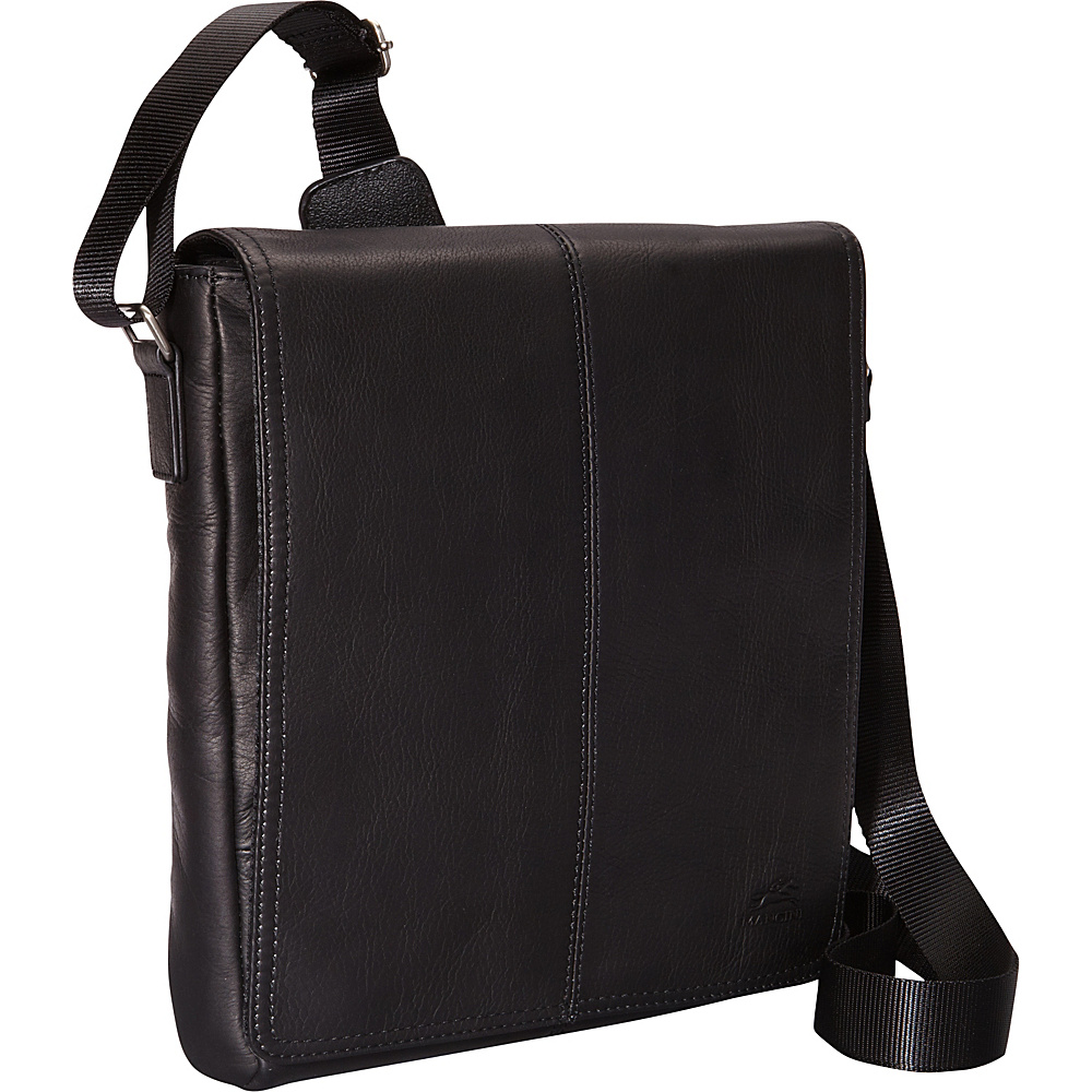 Mancini Leather Goods Colombian Leather Messenger Style Unisex Bag for Tablet E reader Black Mancini Leather Goods Other Men s Bags