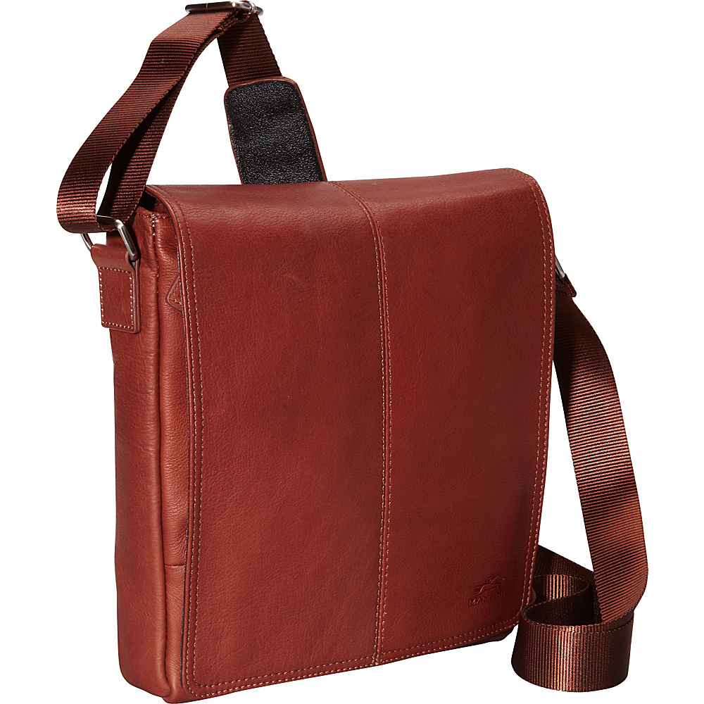 Mancini Leather Goods Colombian Leather Messenger Style Unisex Bag for Tablet E reader Cognac Mancini Leather Goods Other Men s Bags