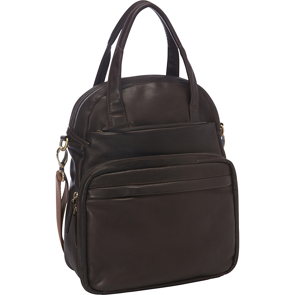 Derek Alexander NS Top Zip Multi Comp Brown Derek Alexander Leather Handbags
