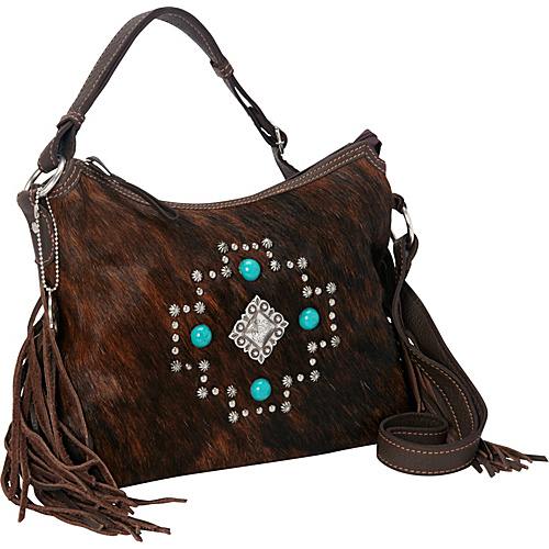 American West Free Spirit Crossbody Chocolate/Brindle Hair - American West Leather Handbags