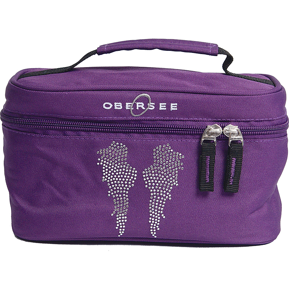 Obersee Kids Toiletry and Accessory Train Case Bag Purple Bling Rhinestone Angel Wings Obersee Toiletry Kits