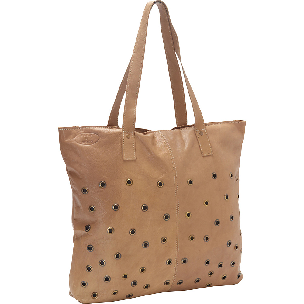 Sharo Leather Bags Brass Dotted Leather Tote Taupe Sharo Leather Bags Leather Handbags