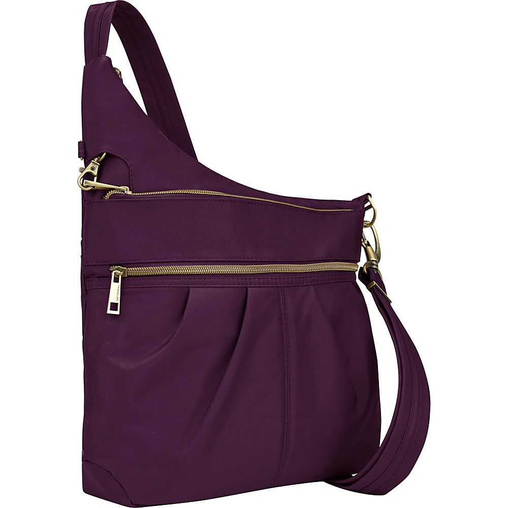 Travelon Anti Theft Signature 3 Compartment Crossbody Purple Travelon Fabric Handbags